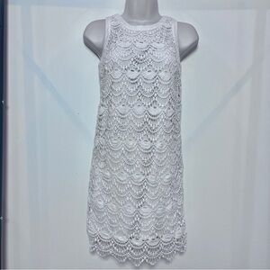 Loft Elegant Preppy Nautical White Lace Sleeveless Dress